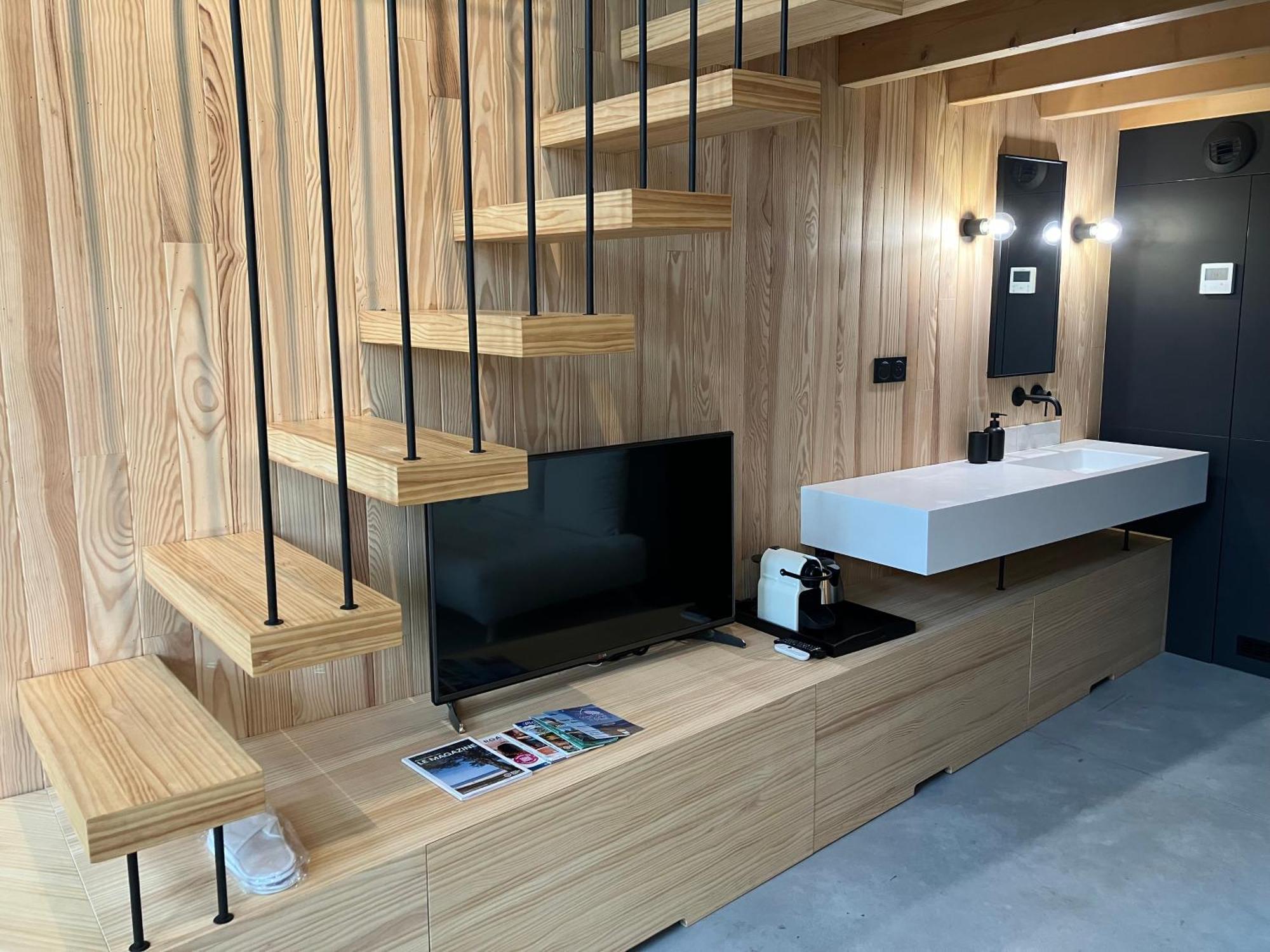 Nouveau - Ecolodge 'Calme Et Nature' - Avec Piscine Au Golf-Lac De Biscarrosse - Couchage 2 Personnes Luaran gambar